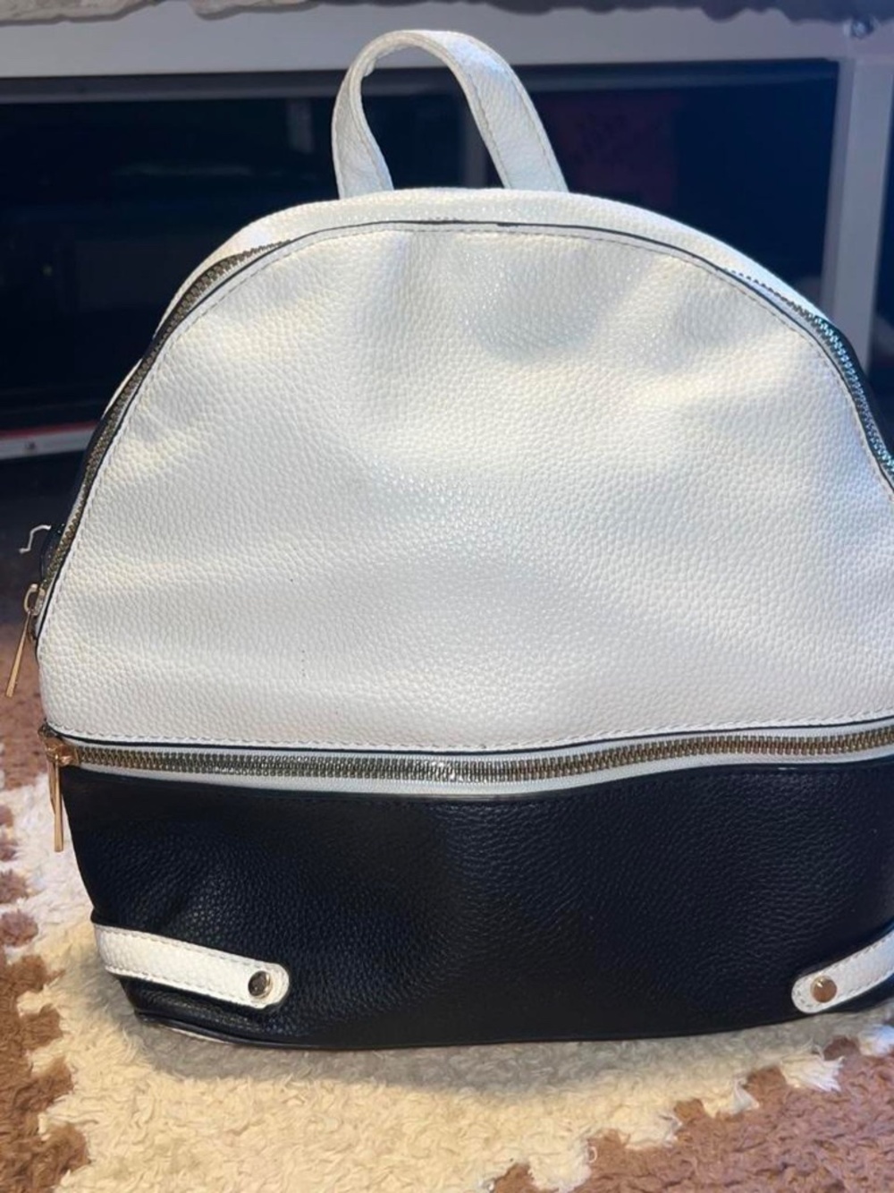 White and black mini backpack